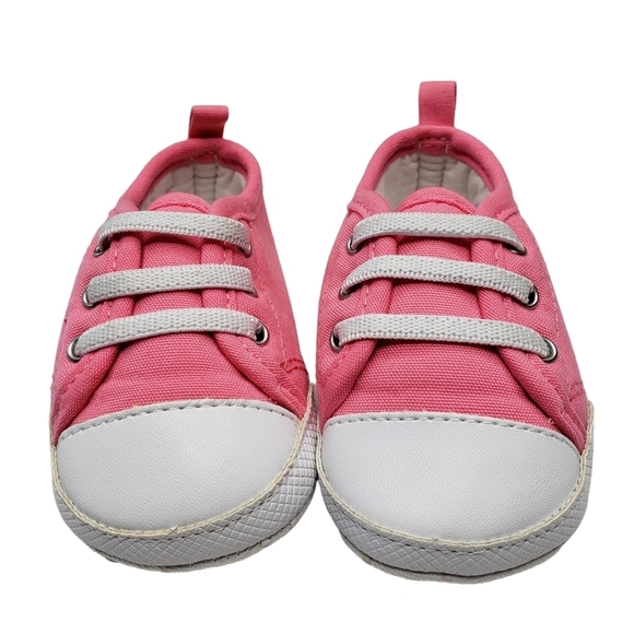 Simple Joys by Carter's | Pink Canvas Soft Baby Walker Shoes Girl's 3-6 Months - Picture 3 of 9